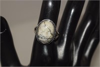 Sterling White Buffalo Turquoise Ring   Sz 10