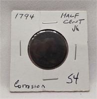 1794 Half Cent VG-Corrosion