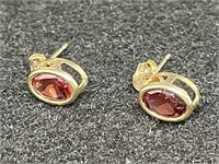 14K Earrings with Red Stones