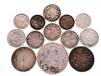 Lot  - 12 Canada Historical Silver Coins = Pre 193