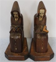 Pair Hand Carved Bookends - 7 1/2" tall