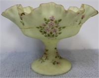 Hand Painted Fenton Compote - artist signed