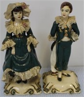 Pair of Antique Porcelain Figures - AS IS-chipped