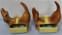 Vintage Pair of Dog Shaped Dishes - 6 1/2" x 8"