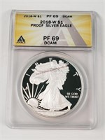 2018-W Proof Silver Eagle Dollar - PF69