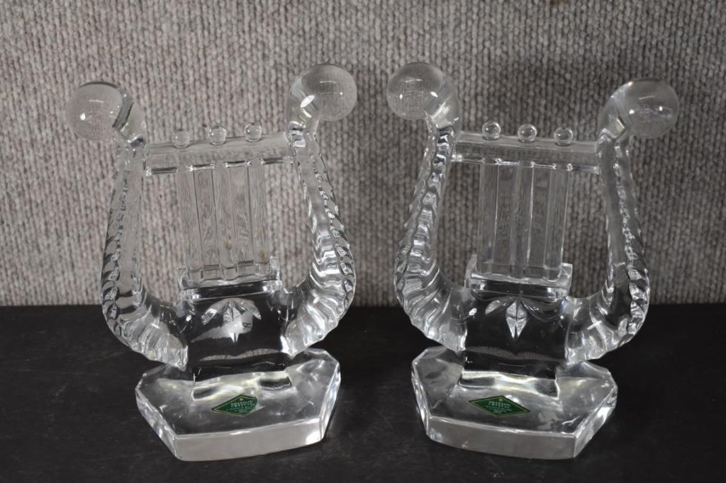 Pair of Shannon Crystal Harp Bookends