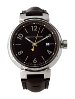 LV Tambour Brown Dial Leather Watch 39mm