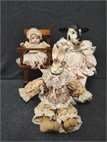 Porcelain Cow doll, Porcelain Bunny doll