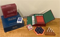 cards, dice, trivial pursuit board games