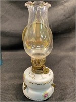 Vintage Porcelain Small Oil Lamp W/ Hanger 8" H