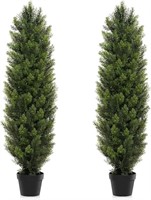Two Pack 5ft Artificial Cedar Topiary Trees