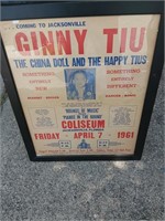 1961 Framed jacksonville poster Ginny Tiu 25 x 31