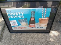 1964 Dr Pepper paper sign framed 29" x 23"