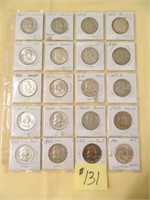 (20) Franklin Halves - (2) 1953D, (2) 54, 54D,