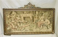 Scenic Tapestry in Gilt Accented Wooden Frame.