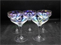 5 Clear Carnival Glass Champagne Coupes