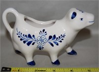 Vtg Delft-Style Ceramic Windmill Patt Cow Creamer