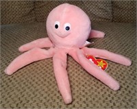 Inky (pink, with mouth) the Octopus - Beanie Baby