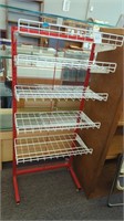 Metal red & white display rack with 5 adjustable