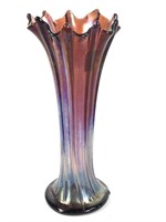 Amethyst Carnival Glass Swung Style Ribbed Vase