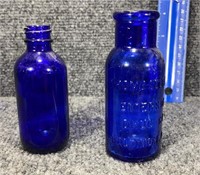 2 Old Cobalt Blue Medicine Bottles