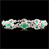 3.58ct Emerald & 2.71ctw Diam Bracelet 14K Gold