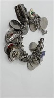 Loaded Heavy Charm Bracelet Vintage Many Sterling