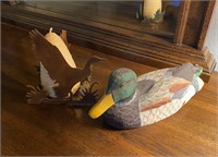 WOODED DUCK AND CANDLE STAND