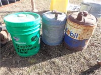 Mobil 5 Gal. Metal Can & 5 Gal. Pail w/  Contents