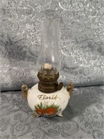 A- 6in oil lamp, Florida with oranges on it.