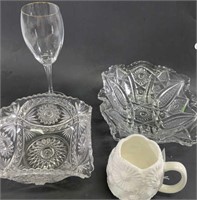 Set of 2 dishes 1 wine glass 1 cup