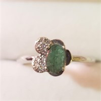 $100 Silver Emerald Ring