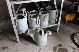 Five Galvanized Flower Water Cans
