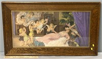 Victorian Cherubs in Scene Pastel Painting