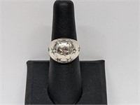 .925 Sterling Silver Domed Star Ring