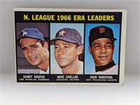 1966 Topps NL ERA Leaders Koufax Cuellar Marichal