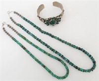 Malachite Bead Necklaces & Silver Bracelet ....