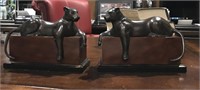Pair of Metal on Wood Leopard Bookends