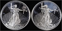 (2) 1 OZ .999 SILVER ST. GAUDENS ROUNDS