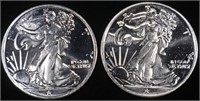 (2) 1 OZ .999 SILVER WALKING LIBERTY DESIGN ROUNDS