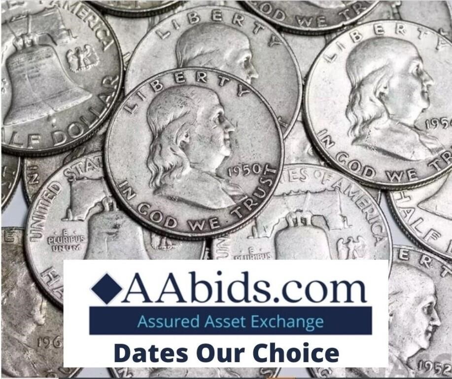 Mixed Date: Circulated Franklin Silver Half Dollar