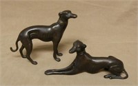 Bronze Greyhound Figures.