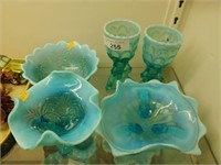 (5) Pcs. Blue Opalescent Glassware