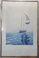 Sailboat Island Pastel Blue Print
