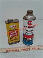 Vintage Johnson's car plate wax and cone top