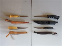 (4) Filet Knives with Sheaths