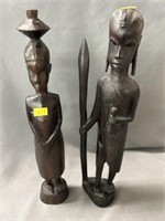 (2) Tribal Wood Carved Figurines