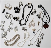 Silver Tone & Black Costume Jewelry