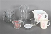 Vintage Glass Pitcher, Measuring Cups