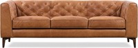 Essex 89-Inch Leather Couch - Cognac Tan